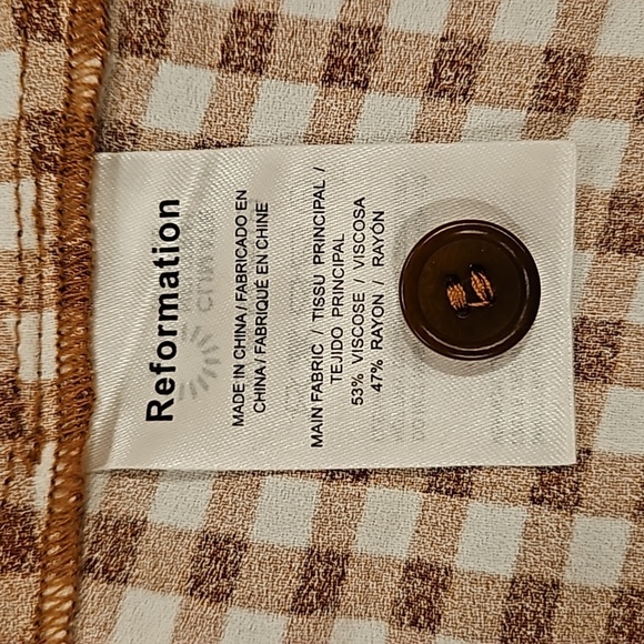 💕REFORMATION💕 Hermosa Skirt ~ Chestnut Check 12 NWOT - Picture 12 of 13